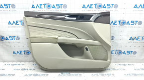 Door trim card front left Ford Fusion mk5 17-20 titanium, grey leather, with grey insert under a diamond, insert under a tree, upper overlay brown, worn
