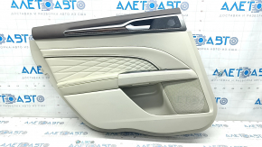 Door trim card rear left Ford Fusion mk5 17-20 titanium, grey leather, with grey insert under diamond, insert under wood, upper trim brown
