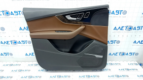 Door trim card front left Audi Q7 16-19 leather brown, wood insert, BOSE