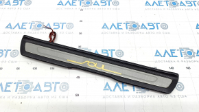 Door sill trim front left outer Kia Soul 14-19 chrome with backlight, missing chip, crack in fastening