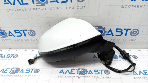 Side mirror right Audi Q7 16-19 15+4 pins, heated, auto-dimming, auto-folding, turn signal, camera, BSM, white, cracks, broken frame