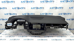 Torpedo front panel with AIRBAG Audi Q7 16-19 under projection, black leather, broken
