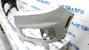 Bare front bumper Audi Q7 16-19 for 4 parking sensors, white, with reflectors, without washer, scratches, broken fasteners