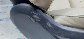 Passenger seat Tesla Model S 12-15 pre-rest, type 1, without airbag, electric, beige leather, heated, electrics not working, scratches, scuffs, torn leather, no motor, dry cleaning