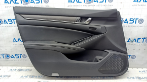 Door trim card front left Honda Accord 18-22 black leather, wood insert, tears, scratches