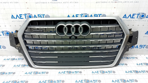 Radiator grill assembly Audi Q7 16-19 gray, for camera, for parking sensors, sand