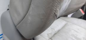 Passenger seat Honda CRV 12-12 without airbag, mechanics, gray leather, no plug, dry cleaning, cracks in leather