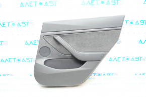 Door trim card rear right Tesla Model 3 21- leather black with speaker with window lift control and door opening button scratch