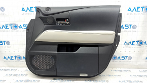 Door trim card front right Lexus RX350 RX450h 10-15 black with black insert leather, armrest gray leather type 2, scratches