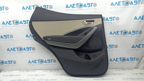 Door trim card rear left Hyundai Santa FE Sport 13-18 dark brown with beige, scratches, broken crepe