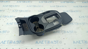 Overlay on the central console cup holder Hyundai Santa FE Sport 13-16 prerest, black, heated, scratches, chemically treated