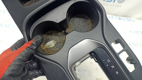 Overlay on the central console cup holder Hyundai Santa FE Sport 13-16 prerest, black, heated, scratches, chemically treated