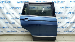 Door assembly rear right VW Tiguan 18- blue LD5L, chrome molding, scratches