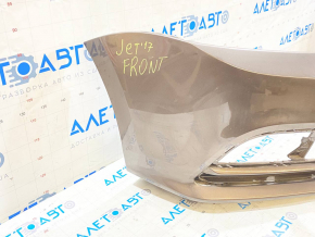 Bare front bumper VW Jetta 15-18 USA brown, tears, broken fastener, scratches