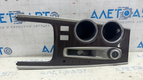 Center console trim with cup holders Nissan Pathfinder 13-16 awd, wood, heated, broken fasteners