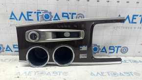 Center console trim with cup holders Nissan Pathfinder 13-20 awd, wood, heated, scratches
