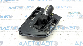 Gear knob VW Tiguan 18- with shifter cover under Start-Stop button, black leather, worn, scratches