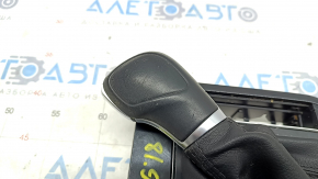 Gear knob VW Tiguan 18- with shifter cover under Start-Stop button, black leather, worn, scratches