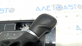 Gear knob VW Tiguan 18- with shifter cover under Start-Stop button, black leather, worn, scratches