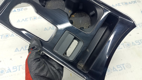 Center console trim with cup holder Ford Edge 19- black, without parking sensors, scratches