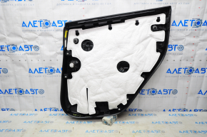 Door trim card rear left Tesla Model Y 20 - leather black type 1, with speaker, with suede insert, with window lift control, with door opening button, scratches, with backlight, gloss overlays