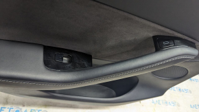 Door trim card rear left Tesla Model Y 20 - leather black type 1, with speaker, with suede insert, with window lift control, with door opening button, scratches, with backlight, gloss overlays