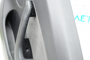 Door trim card rear right Tesla Model Y 20 - leather black, type 1, with backlight, glossy trim, with speaker, with suede insert, with window lift control, with door opening button, scratches