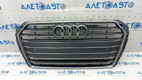 Radiator grille assembly Audi A4 B9 17-19 with emblem, for parking sensors, sand, light chrome