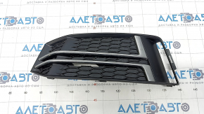 Front bumper grille left Audi A4 B9 17-19 s-line, without radar, light chrome, bumpers