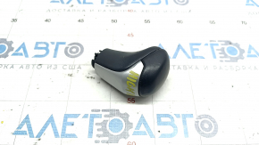Gear knob Toyota Highlander 14-19 leather black, gray insert, scratches on leather and insert