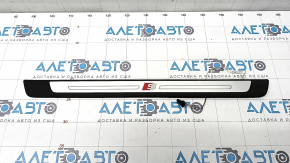 Door sill trim outer front right Audi A4 B9 17- S-Line with backlight, scratches, broken guides, corrosion