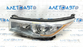 Headlight front left Toyota Highlander 14-16 bare, dark, halogen, sand, broken fasteners, damaged housing