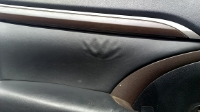 Door trim card front left Toyota Highlander 14-16 under JBL, leather, black, wood insert, dented leather
