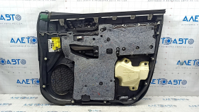 Door trim card front left Toyota Highlander 14-16 under JBL, leather, black, wood insert, dented leather