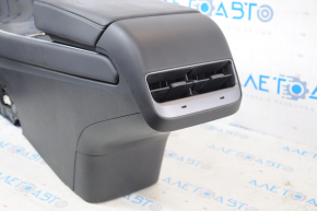 Console center armrest and cup holders Tesla Model Y 20- leather black, type 2, scratches, broken latch