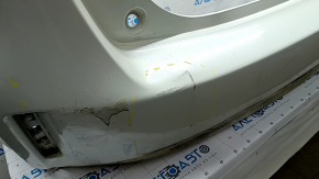 Rear bumper bare Toyota Prius V 15-17 under the lip, white, pressed, tears, cracks, fractures of the fastener