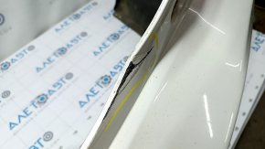 Rear bumper bare Toyota Prius V 15-17 under the lip, white, pressed, tears, cracks, fractures of the fastener