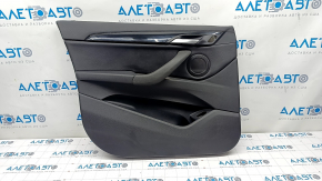 Door trim card front left BMW X1 F48 16-22 leather black, black insert, backlight, scratches