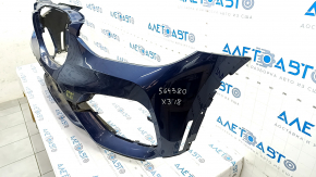 Bare front bumper BMW X3 G01 18-21 without parking sensors, without camera, blue C1M, scratches
