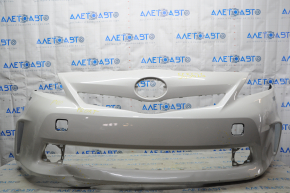 Front bumper bare Toyota Prius V 12-14 prerest, white, under washer, dented