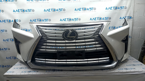Front bumper assembly Lexus RX350 RX450h 16-19 for parking sensors, without headlight washers, white, scratches, sand, cracked mount