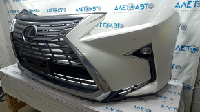 Front bumper assembly Lexus RX350 RX450h 16-19 for parking sensors, without headlight washers, white, scratches, sand, cracked mount