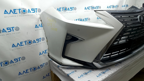 Front bumper assembly Lexus RX350 RX450h 16-19 for parking sensors, without headlight washers, white, scratches, sand, cracked mount