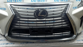 Front bumper assembly Lexus RX350 RX450h 16-19 for parking sensors, without headlight washers, white, scratches, sand, cracked mount