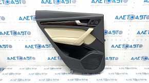 Door trim card rear left Audi Q5 80A 18-20 dark gray, with wood insert, beige armrest with insert, scratches, for cleaning