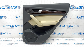 Door trim card rear right Audi Q5 80A 18-20 dark gray, with wood insert, beige armrest with insert, scratches, for cleaning