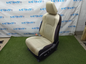 Driver's seat Lexus RX350 RX450h 16-19 with airbag, electric, heating, ventilation, beige + brown leather, perforation, micro-cracks, chemically treated