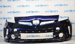Front bumper bare Toyota Prius 30 13-15 rest, blue 8S6, dented, broken mount, tear