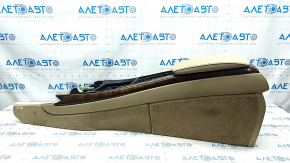 Central console armrest and cup holders BMW X5 E70 07-13 beige leather, light wood inserts, cup holder curtain defect, cracks