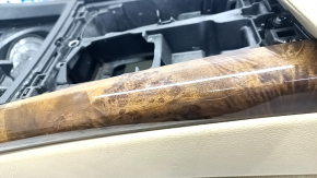 Central console armrest and cup holders BMW X5 E70 07-13 beige leather, light wood inserts, cup holder curtain defect, cracks
